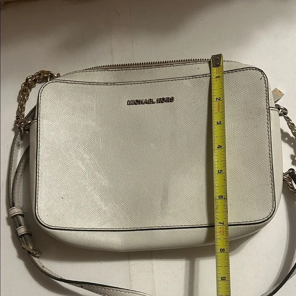 Michael Kors White Crossbody Bag with Gold Details